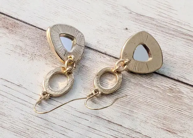 Vintage Earrings for Pierced Ears Gold Tone and Green Statement Dangle