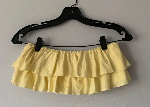 American Eagle Light yellow double ruffled bandeau top 