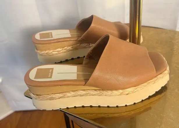 Dolce Vita Platform Slide Sandals Tan Espadrille Style Size 8.5