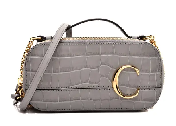 Chloé Mini C Vanity Bag Croc Embossed Leather New!