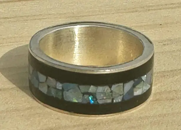 Jay King black onyx opal inlay Elegant Black and Blue Mosaic Ring