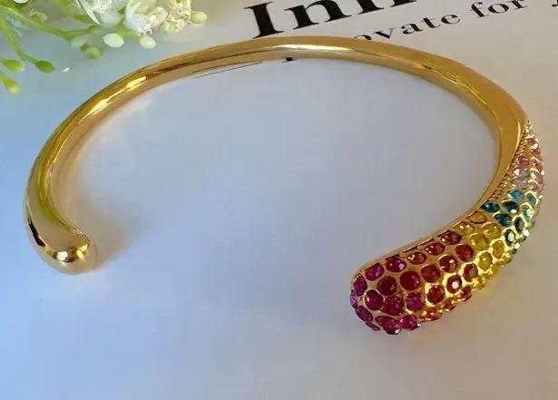 18K Gold plated Open Cuff bangle Bracelet multi Stainless Steel womens jewelry