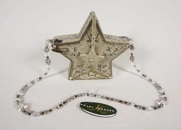 RARE Mary Frances Super Star Silver Gold Beaded Holiday Purse Handbag NEW!!