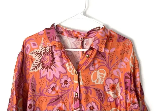 Alexis 🆕  Emotion Floral Shirt Dress in Orange Blossom Sz L