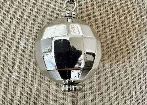 Silver tone Disco ball pendant necklace