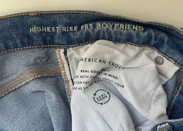 American Eagle Light Wash Ripped Highest Rise 90’s Boyfriend Jeans