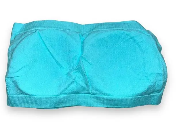 Boutique Womens Bandeau Strapless Bra Removeable Padding Stretchy Teal Blue XXL