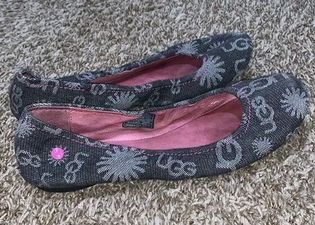 UGG  Denim Ballet Flat/Slipper Leather Lining woman size 8 blackish gray color