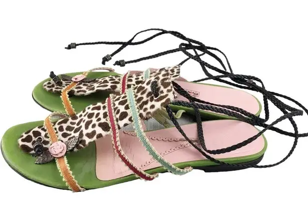 Jane brown London lace up animal print sandal White Size 7.5