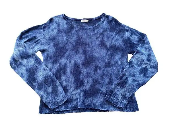 Faherty  Womens 100% Linen Reenie Lightweight Sweater Tie Dye Navy Blue Sz‎ Small