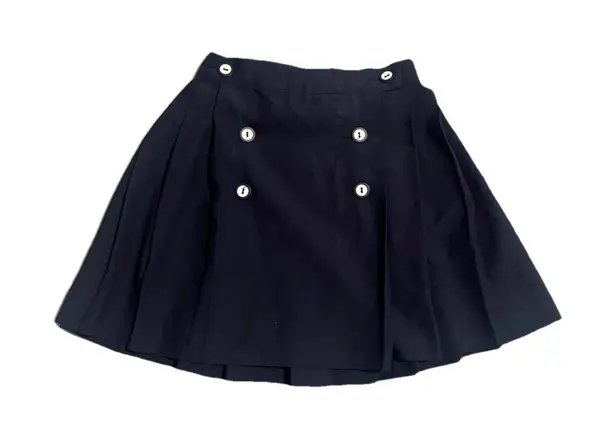 Michel Nicole Pleated Skirt Womens Size 0 Navy Blue Button Front Mini Vintage