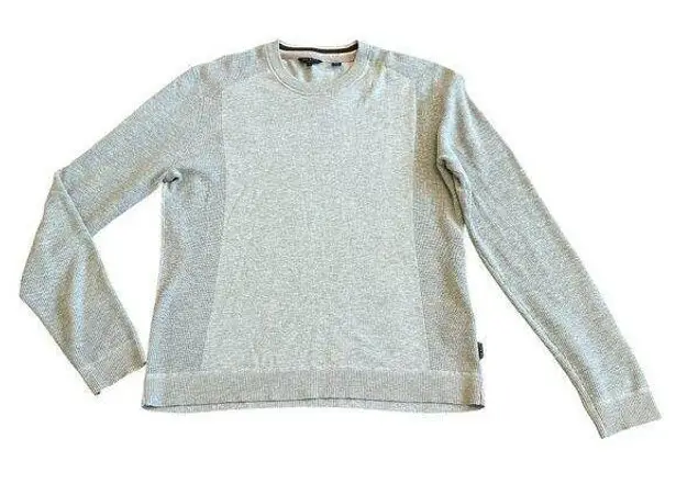 Ted Baker London Grey Pullover Sweater Stretch Ribbed Trim Crew Neck Size Large Gray