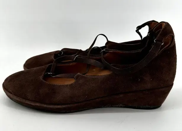 L'Amour des Pieds Benham Ballerina Flats Strappy Suede Leather Brown 7.5M Size 7.5