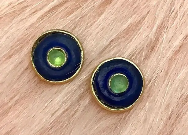 Vintage Blue  & Green Evil Eye Aesthetic Earrings