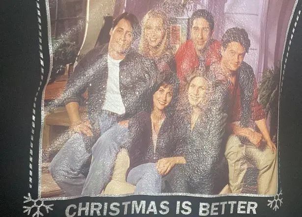 Ripple Junction Plus Size 2X Black Cropped Friends Christmas Sweater Raw Hem