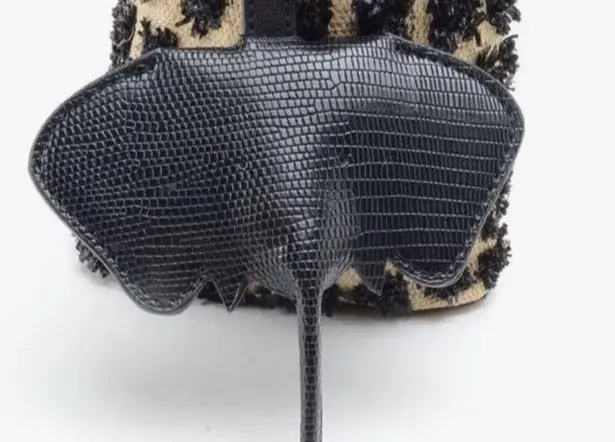 CHRISTIAN SIRIANO RAFFIA SABRINA SHOPPER HANDBAG NATURAL & BLACK ELEPHANT FOB