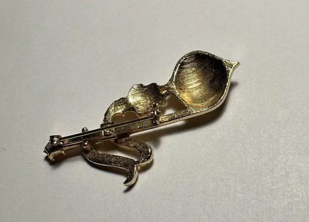 Santa Claus Christmas Holiday Red Enamel / Rhinestone Brooch Pin Gold