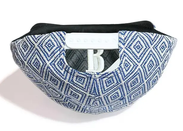 Rhude Blue & White Geometric Jacquard Cap / Hat w/ Embroidered “R” Monogram