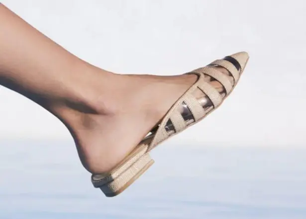 Cult Gaia ππ Femi Flats Pointed Toe Open Back Flat Mules ~ Natural EU 38 NWT