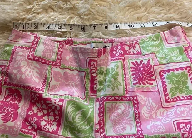 Island Republic Funky Pink Hawaiian Print Cropped Pants Sz 8 Cotton Stretch