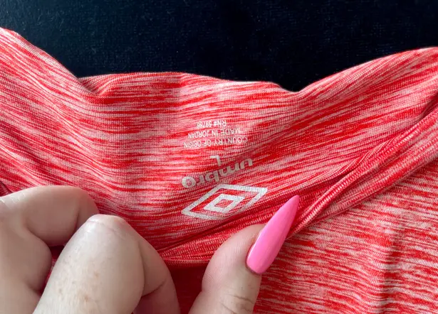 Umbro Orange White V- Neck Short Sleeve Workout Top Size Large