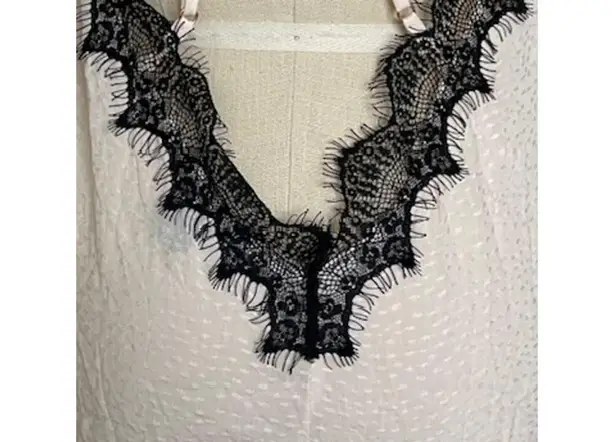 Midnight Bakery Blush Pink Black Lace Gown and Robe Set Size M