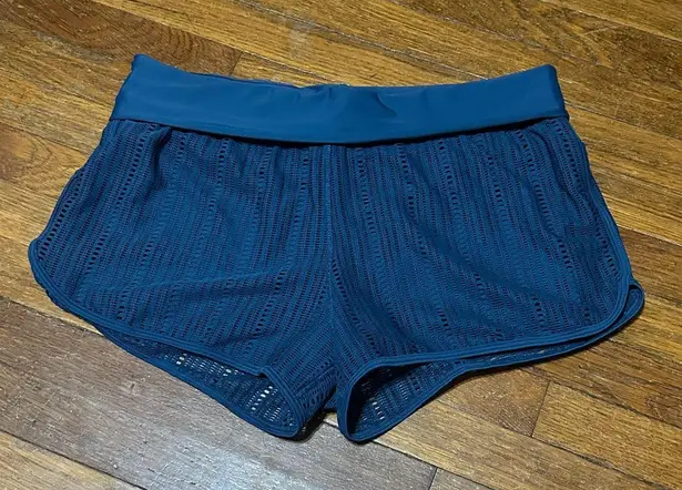 prAna Two Beach Swim Shorts, Blue Eyelet, Sz Medium