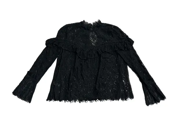 Saylor x Revolve Mariella Lace Ruffle Blouse in Black