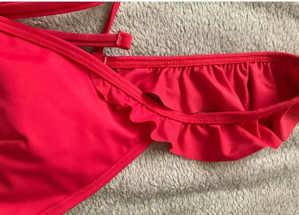 Sand Castle Bikini 2 Pc Women's XL Ruffle Tie Mid Rise Coral Pink Summer