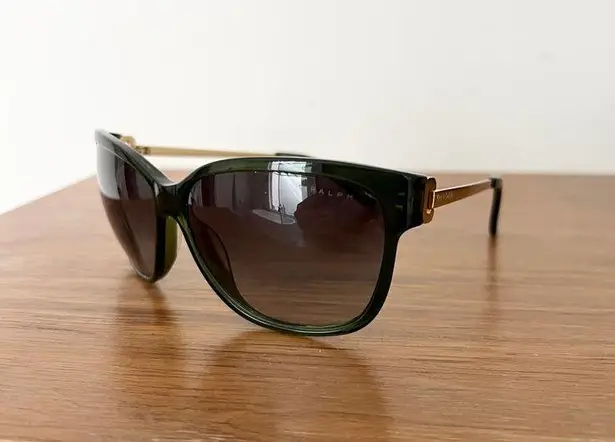 Ralph Lauren  Brown Frame Lenses Oversized Cat Eye Sunglasses Green Women's