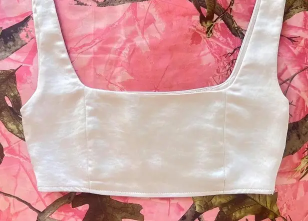 princess polly silk cream square neck bra crop top