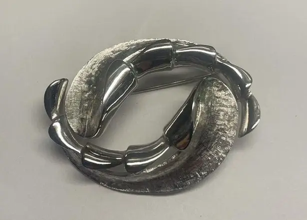 Monet Signed  Costume Jewelry Brooch Pin Silver Tone Swirl