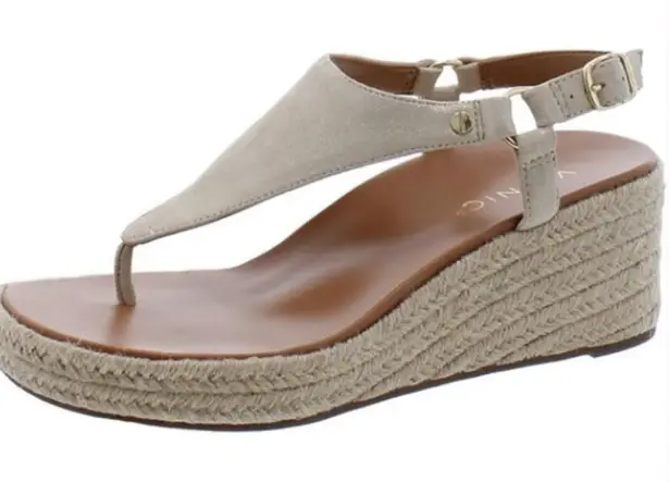 Vionic Kirra Wedge Sandals Ankle Strap Open Toe Cream Jute Shoes Size 7.5 Womens