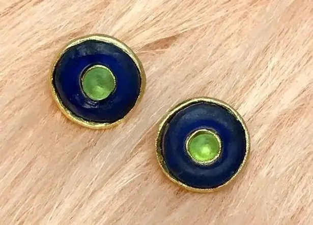 Vintage Blue  & Green Evil Eye Aesthetic Earrings