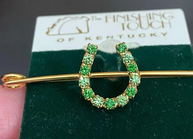 Vintage The Finishing Touch of Kentucky Green Rhinestones Horseshoe Brooch