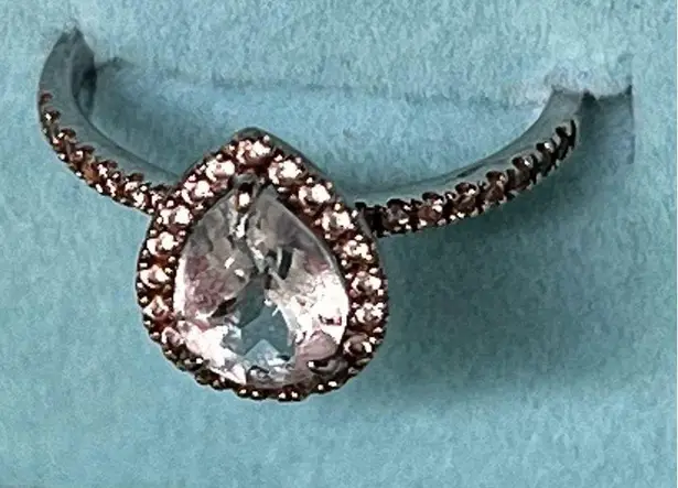 10K W/Gold Quartz Teardrop Halo Ring Gold