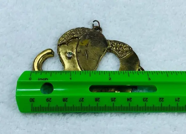 Brass Color Elephant Pendant Jewelry Rhinestone Eye Circus Elephant