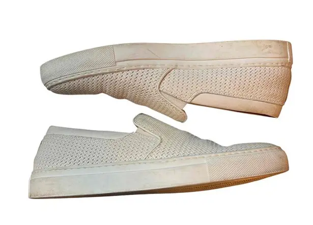 Aquatalia White Woven Leather Slip-On Alisha Sneakers Women Size 8 Made in Italy