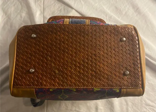 Boho Chic Multicolor Tapestry Handbag Falami Floral Accent Shoulder Bag Brown