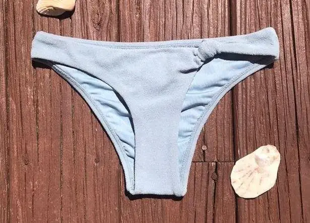 Topshop Baby Blue  Textured Front Knot Bikini Bottoms