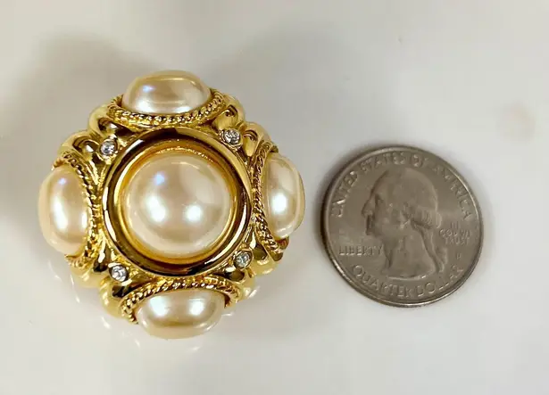 Givenchy Couture Large Pearl & Crystal Clip-On Earrings
