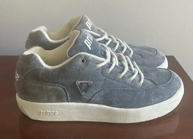 Prince Blue Suede Tennis Shoes Sneakers Size 8W Cute Chunky Sole