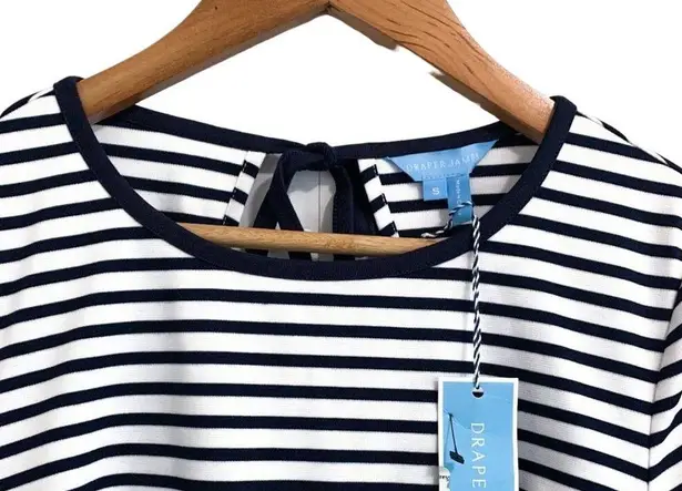 Draper James NEW Sailor Stripe Ponte Short Sleeve Shift Dress Black White Small