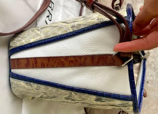 Brahmin MINI ASHER in Blue/White/Brown