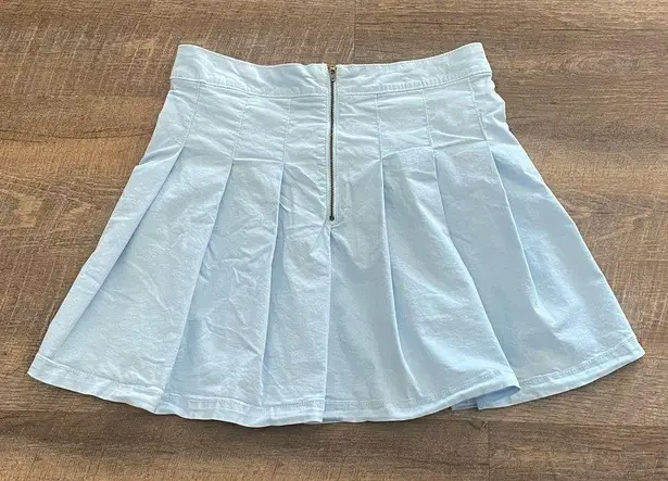 American Eagle  Pleated School Girl Mini Skirt Light Blue 8 Cotton