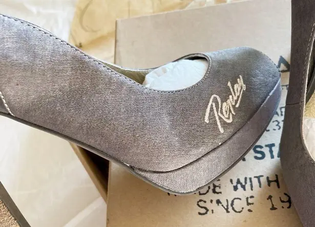 Replay women's 40 EU rough linen sling back stiletto heel MARIA open toe pumps Brown Size 9