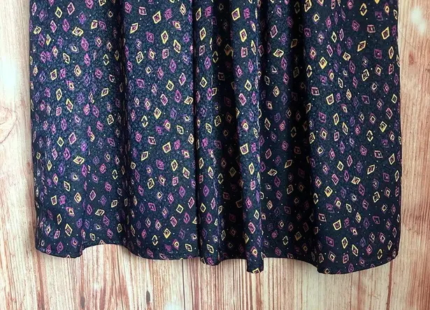 Breckenridge Vintage Petites Purple Patterned Pleated Midi Skirt