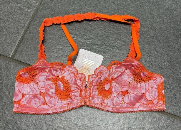 Savage X Fenty Perfect Poppies Lace Bralette Small Pink Orange Romantic Delicate