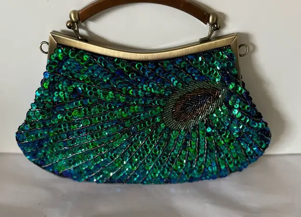 Elegant Green and Blue Sequin Clutch Size OS