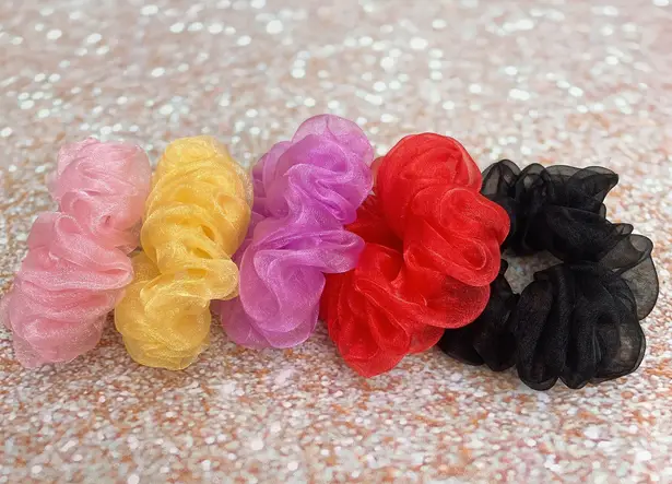 Orchid Crystal Organza Scrunchie Purple